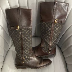 Louis Vuitton Denim-Leather Boots